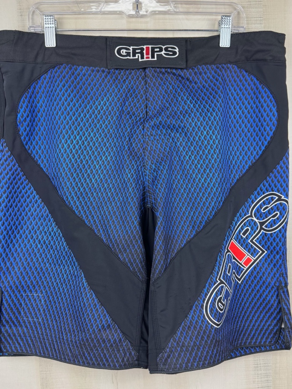 Grips Men’s Snake Fight Shorts MMA Jui Jitsu Diablo Blue Cage 4 Way Stretch XL